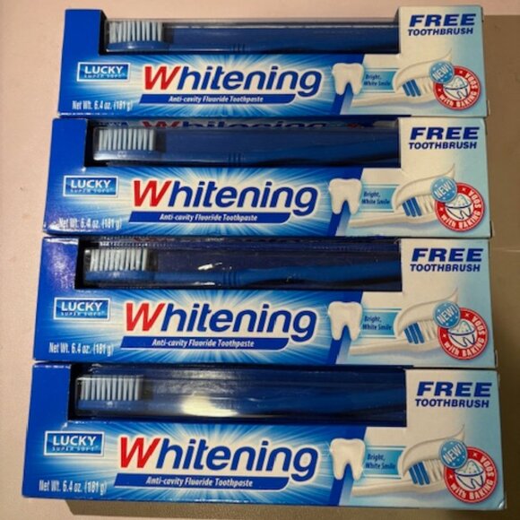 NEW- (4) - Lucky Super Soft - Adult Toothpaste with Toothbrush - Picture 1 of 2